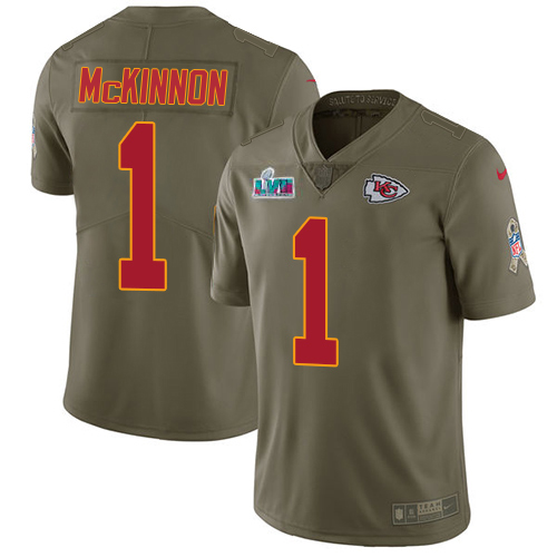 Kansas City Chiefs #1 Jerick McKinnon White Super Bowl LVII Patch Vapor  Untouchable Limited Stitched Jersey